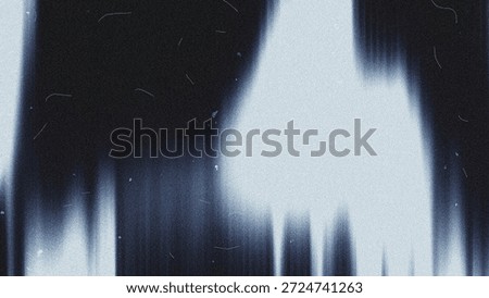 A close up abstract image featuring heavy digital noise or film grain, characterized by intense contrast between dark, speckled areas and bright, vertical white,light blue streaks, 