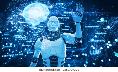 Close Up Of An AI Robot. Featuring Dynamic 3D Graphics And Futuristic Imagery, Highlighting The Convergence Of Technology And Consciousness