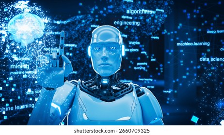 Close Up Of An AI Robot. Featuring Dynamic 3D Graphics And Futuristic Imagery, Highlighting The Convergence Of Technology And Consciousness