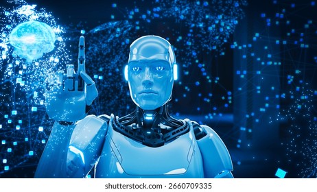 Close Up Of An AI Robot. Featuring Dynamic 3D Graphics And Futuristic Imagery, Highlighting The Convergence Of Technology And Consciousness