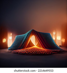 Close Up Art Of A Blanket Fort