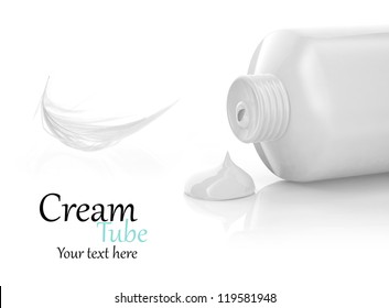 Close Up Of A Blank White Cream Tube On White Background