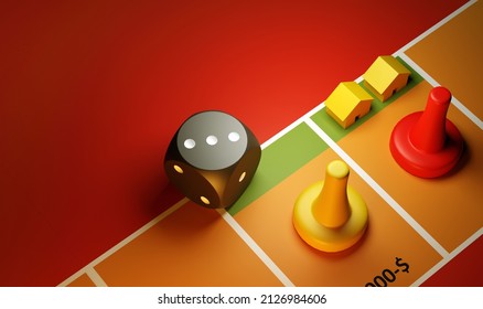 Close Up Boardgame. 3d Illustration