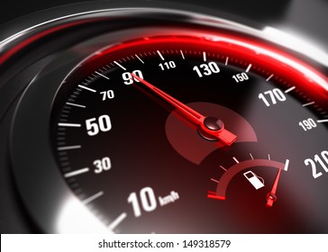 Close Car Speedometer Needle Pointing 90 Stock Illustration 149318579 ...