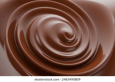 close up of chocolate swirl. 3d render.