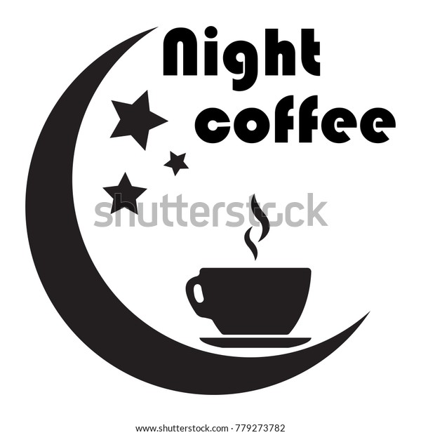 Close up of\
coffee cup With the moon and the stars on white background.\
concept-night coffee. Work late.\
fatigue.\
