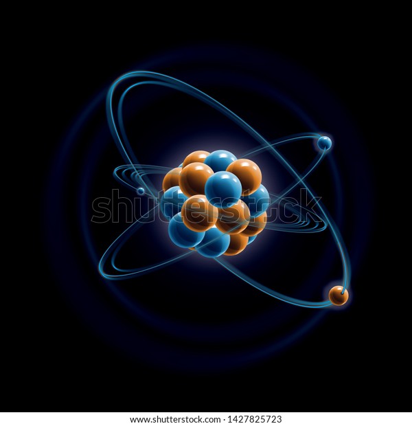 Close up of colorful atomic particle\
background science 3D\
illustration
