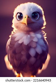 Close Up Of Cute Baby Eagle.