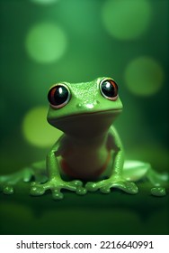 Close up of cute baby frog.