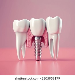 Close up of dental teeth implant. 3D rendering - Powered by Shutterstock