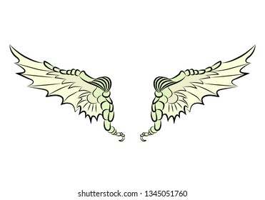 close up illustration of a dragon pair of wing ornament tattoo isolated on white background - Shutterstock ID 1345051760
