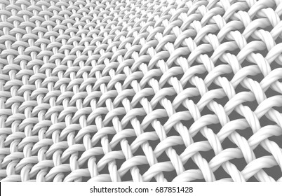 Close Up Look At Interlaced Fiber, Twisted Rope Fiber In 3d Rendering