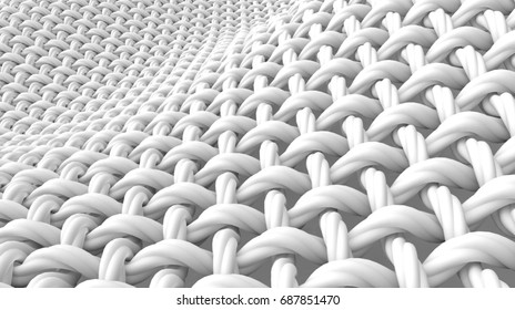 Close up look at interlaced fiber, twisted rope fiber in 3d rendering