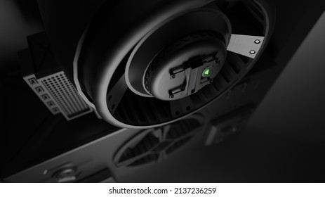 Close Up Metal Steel Capsule Engine Control Room In Dark Scene 3D Rendering Sci-fi Laboratory Wallpaper Backgrounds