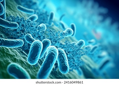 close up microscopic bacteria cells, Bacteria Lactobacillus,3d illustration