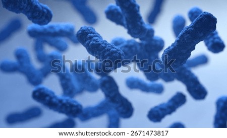 Close Up of Microscopic Blue Bacteria, 3D rendering