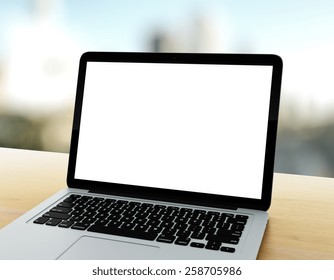 Close Up Of Modern Laptop With Blank Screen