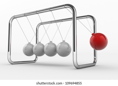 Close up of Newton's cradle. 3d render