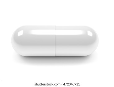 Close up of pills capsule isolated on white background.
3D illustration.