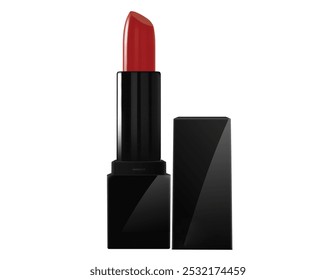 Close up of red lipstick isolated on white background. Makeup product. red lipstick open tube isolated on white.glamor shiny lipstick - Powered by Shutterstock