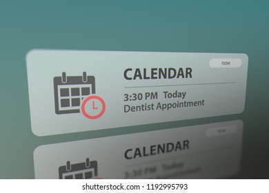 Close Up Shot Of Appointment Reminders On Smart Phone Screen. 3D Illustration.
