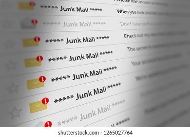 Close Up Shot Of Junk Mail Box UI On Webmail. 3D Illustration.
