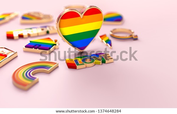 Close Shot On Lgbtq Rainbow Heart Stock Illustration 1374648284