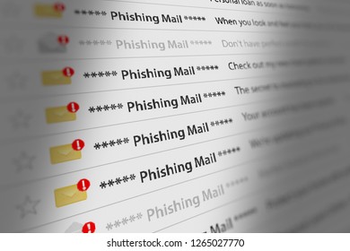 Close Up Shot Of Phishing Mail Box UI On Webmail. 3D Illustration.
