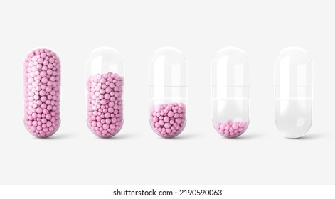 Close up of transparent and pink pills medicine on light background. Medical metaphor, revealing the concept of care and beauty. 3d render - Powered by Shutterstock