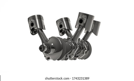 Close V4 Engine Pistons Crankshaft 3d Stock Illustration 1743231389 ...