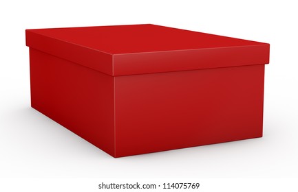 Close Up View Of One Red Shoe Box (3d Render)