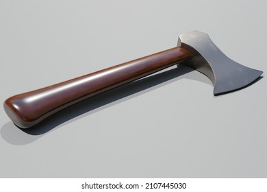 Close up of a wooden axe isolated in a white background - 3d rendering
