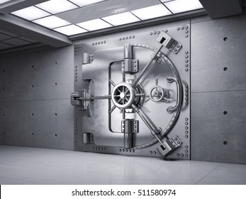 Closed Bank Vault Door. 3d render.