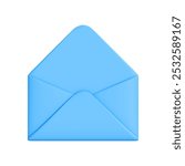 Closed blue envelope on a white background, symbolizing communication, mail, or sending messages. 3D render illustration