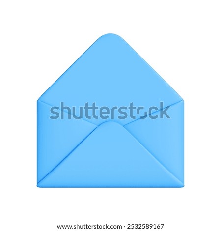 Closed blue envelope on a white background, symbolizing communication, mail, or sending messages. 3D render illustration