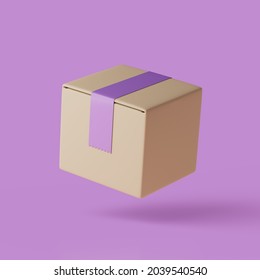 Closed Delivery Box 3d Render Illustartion. Isolated Object