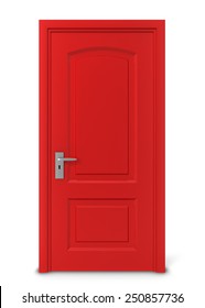 Closed Door. 3d Illustration Isolated On White Background