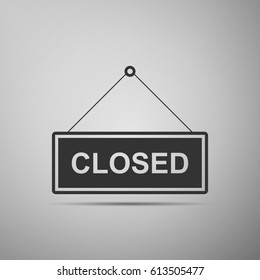 Closed Door Sign Flat Icon On Grey Background