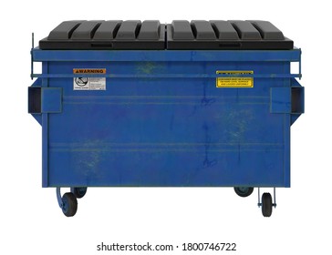 Closed Dumpster 3D Illustration On White Background