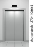 Closed elevator, front view - 3D rendering, vertical format