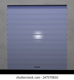 Closed garage shutter, front view, 3d render