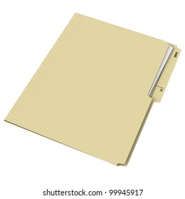 Closed Manila Folder On White Background