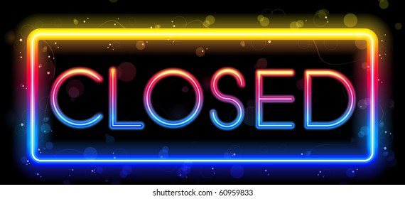  Closed Neon Sign Rainbow Color