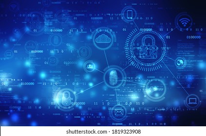 Closed Padlock on digital background, Technology security concept. Modern safety digital background. Lock Protection system, Cyber Security and information or network protection