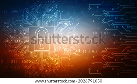 Closed Padlock on digital background, Technology security concept. Cyber Security and network protection Concept, personal data security