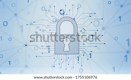 Closed Padlock on digital screen, cyber security concept background, Security concept Background. Data protection Cyber Security Privacy Business Internet Technology Concept. 2d illustration