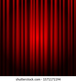 Closed Red Theater Curtain. Background For Banner Or Poster. Illustration