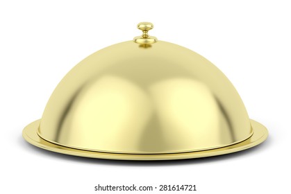 Closed Restaurant Cloche On White Background