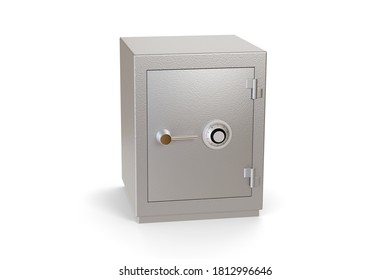 Closed safe box isolated on a white background. 3d illustration.
