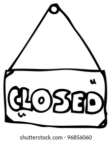 Closed Shop Sign Cartoon